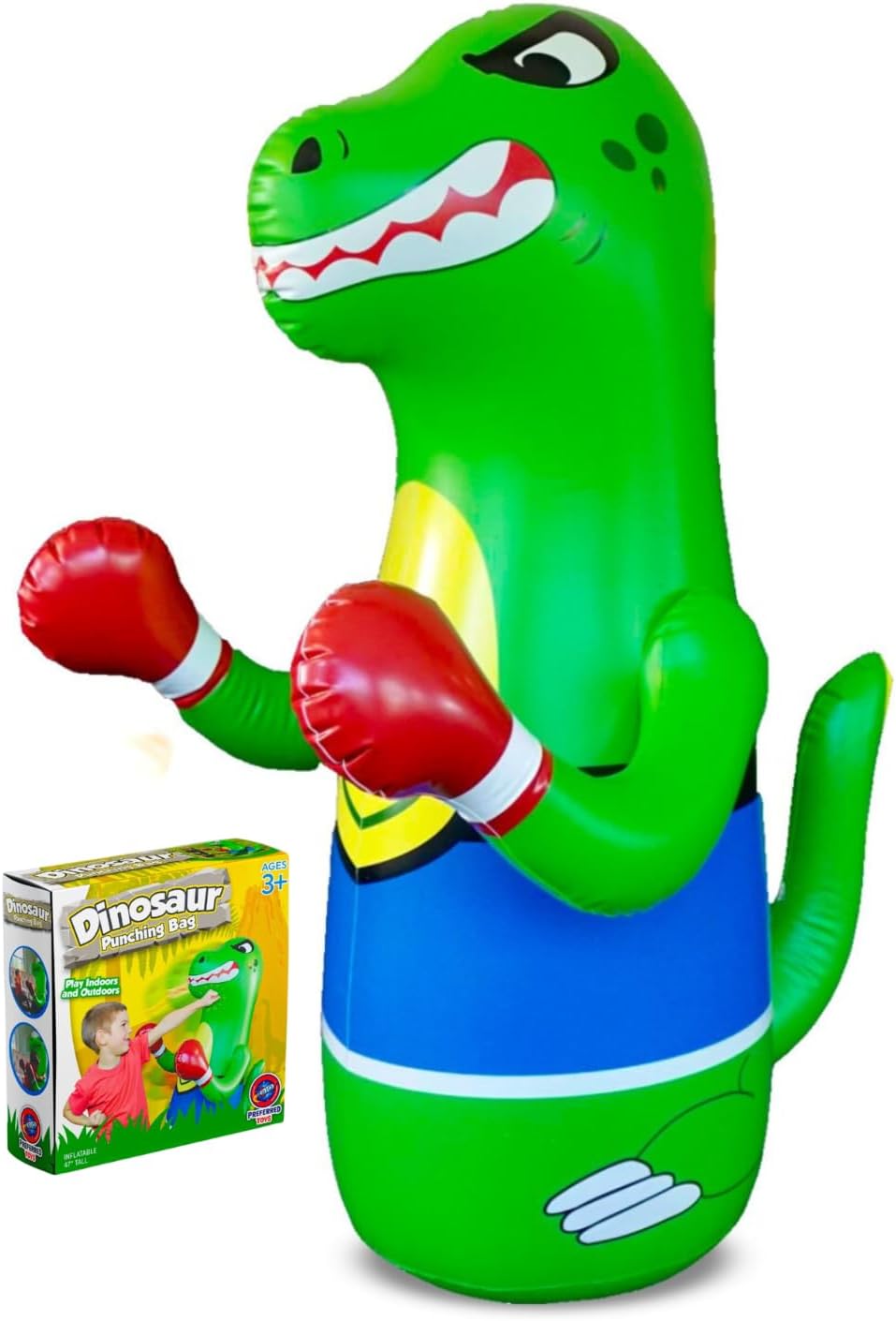 (Pack of 5) 47" Inflatable Dinosaur Punching Bag for Kids - Durable Blow Up Kids Punching Bag with Bounce Back Base - Inflatable Indoor Outdoor Active Toddler Bop Play Toy