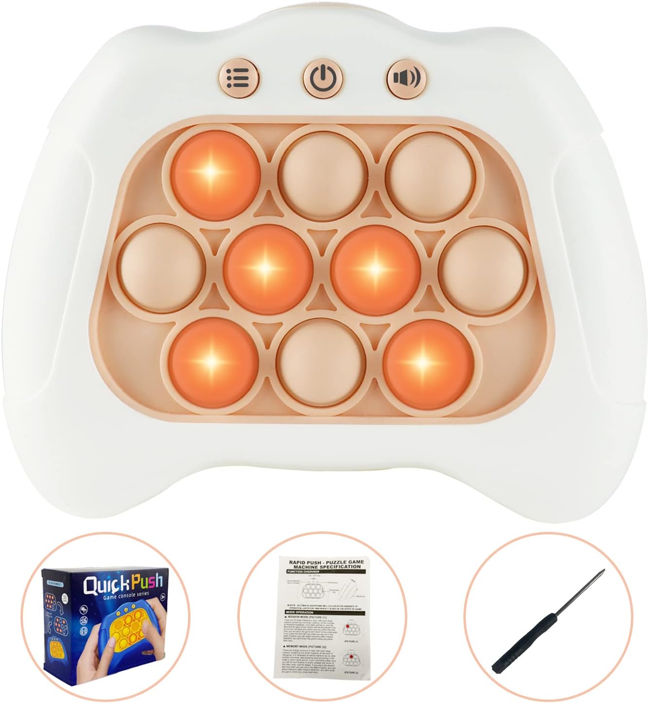 (Pack of 6) Pop The Target! Handheld Speed Push Game Machine: A Fun Multiplayer Game for Family. Sensory Fidget Toy Christmas Toys Gifts for 6 7 8 9 10 11 12 Years Old Kids Road Trip Car Games Kids White