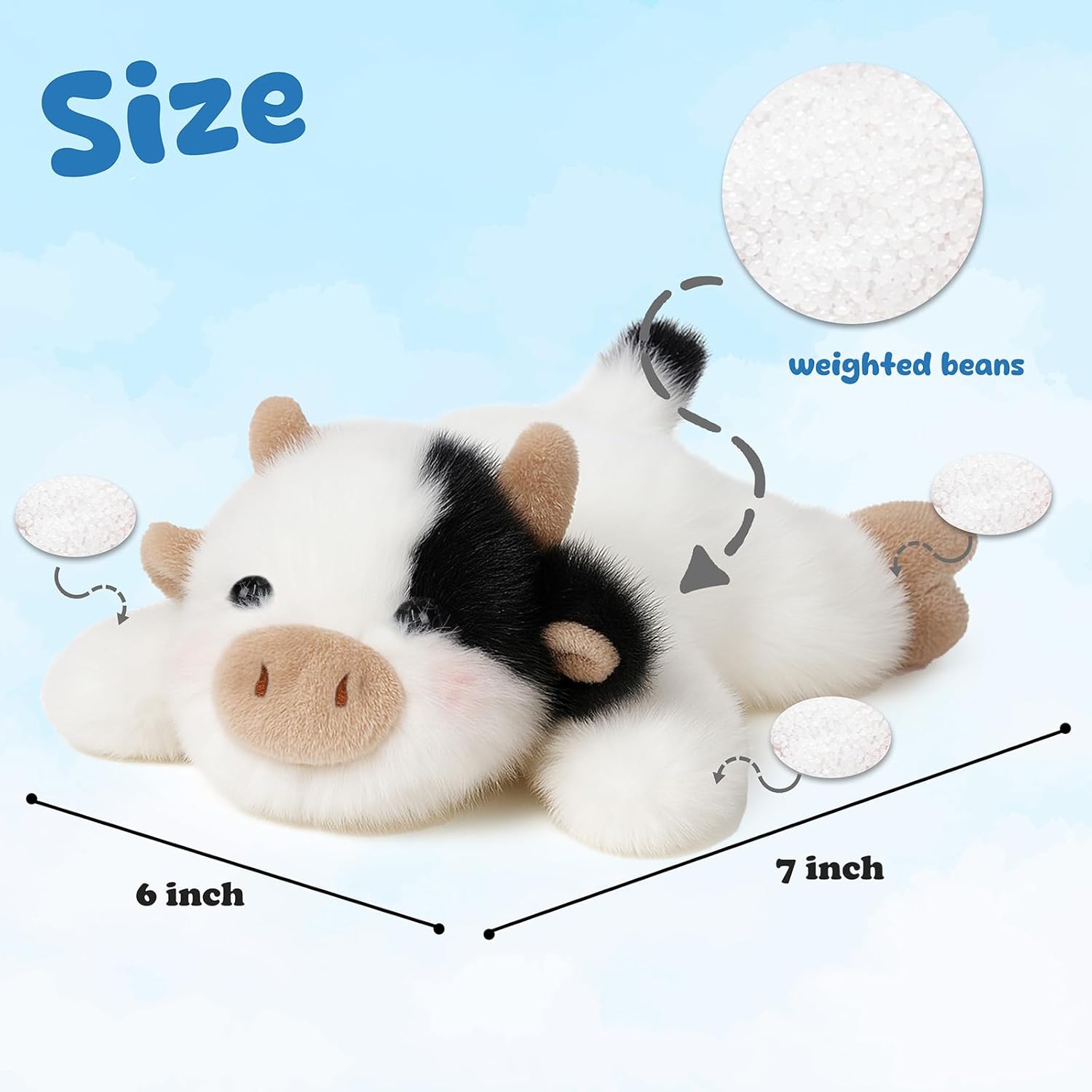 (Pack of 6) Adorable Cow Stuffed Animal Soft Plush Cow Plush Toy Cute Birthday Gifts for Kids Adults