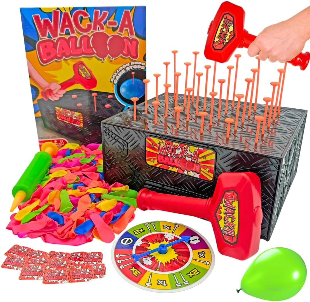 (Pack of 7) Wack A Balloon Pop Game for Kids and Family, Interactive Balloon Popping Board Activity, Tabletop Party Play for Family Night, Birthday Gift Ages 4+