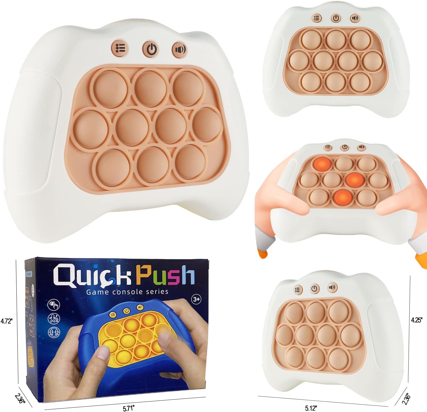 (Pack of 6) Pop The Target! Handheld Speed Push Game Machine: A Fun Multiplayer Game for Family. Sensory Fidget Toy Christmas Toys Gifts for 6 7 8 9 10 11 12 Years Old Kids Road Trip Car Games Kids White