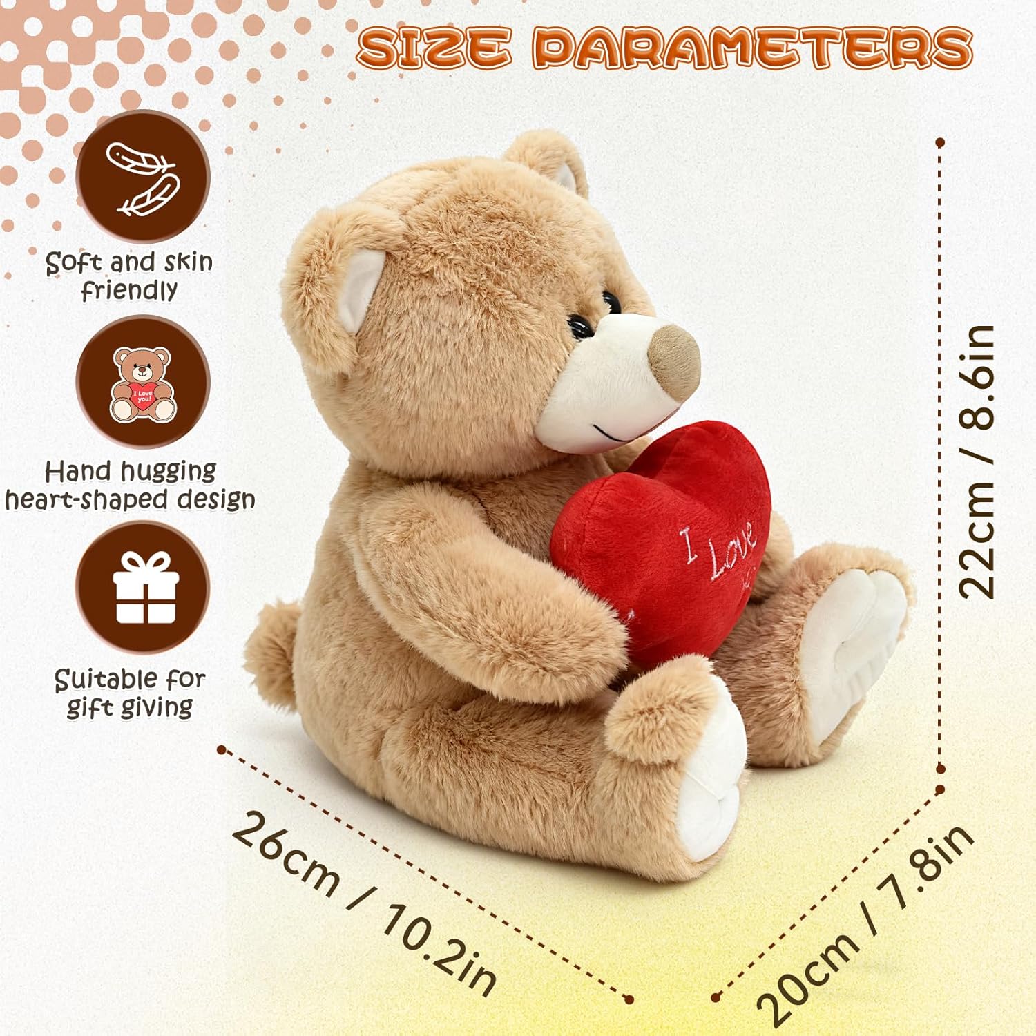 (Pack of 4) I Love You! 10'' Teddy Bear with Red Heart, Soft Plush Bear Doll Stuffed Animal Toys