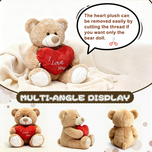 (Pack of 4) I Love You! 10'' Teddy Bear with Red Heart, Soft Plush Bear Doll Stuffed Animal Toys
